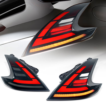 Archaic LED Tail Lights for 2008-2020 Nissan 370Z Z34, Sequential Turn Signals Rear Lamp Assembly (Pair)