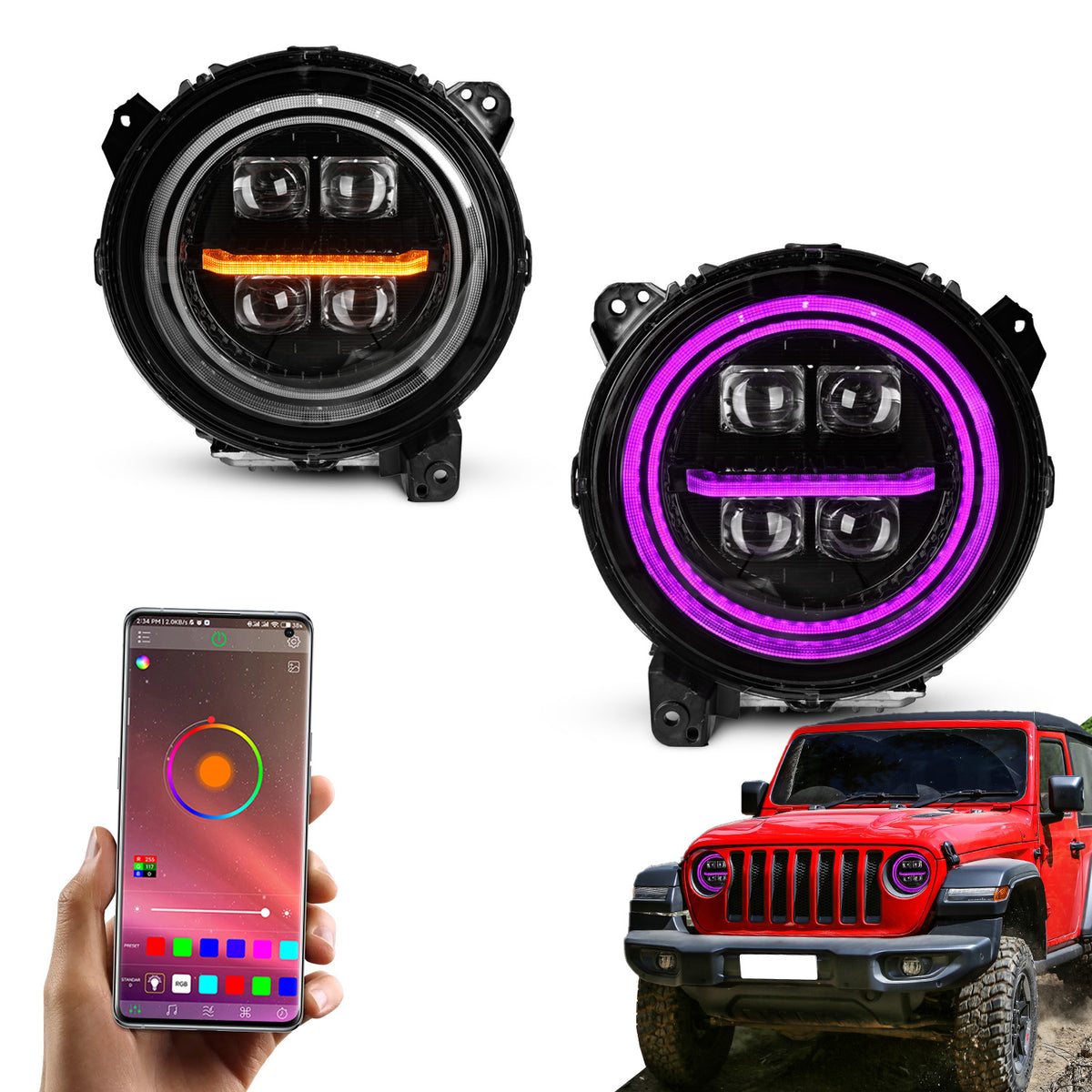 Archaic Quad-Projector LED Headlights for Jeep Wrangler JL & Gladiator JT