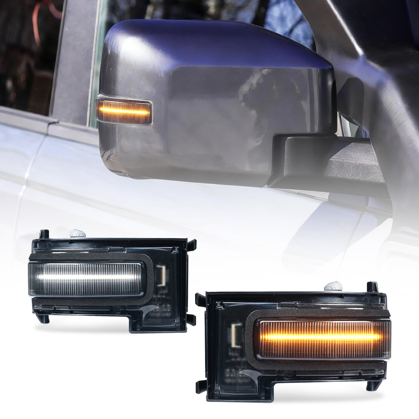 Archaic LED Side Mirror Marker Lights For 2021-2025 Ford Bronco Amber/White DRL Pair