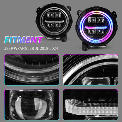 Projector LED Headlights for 2018–2026 Jeep Wrangler JL JLU & 2020–2026 Gladiator JT