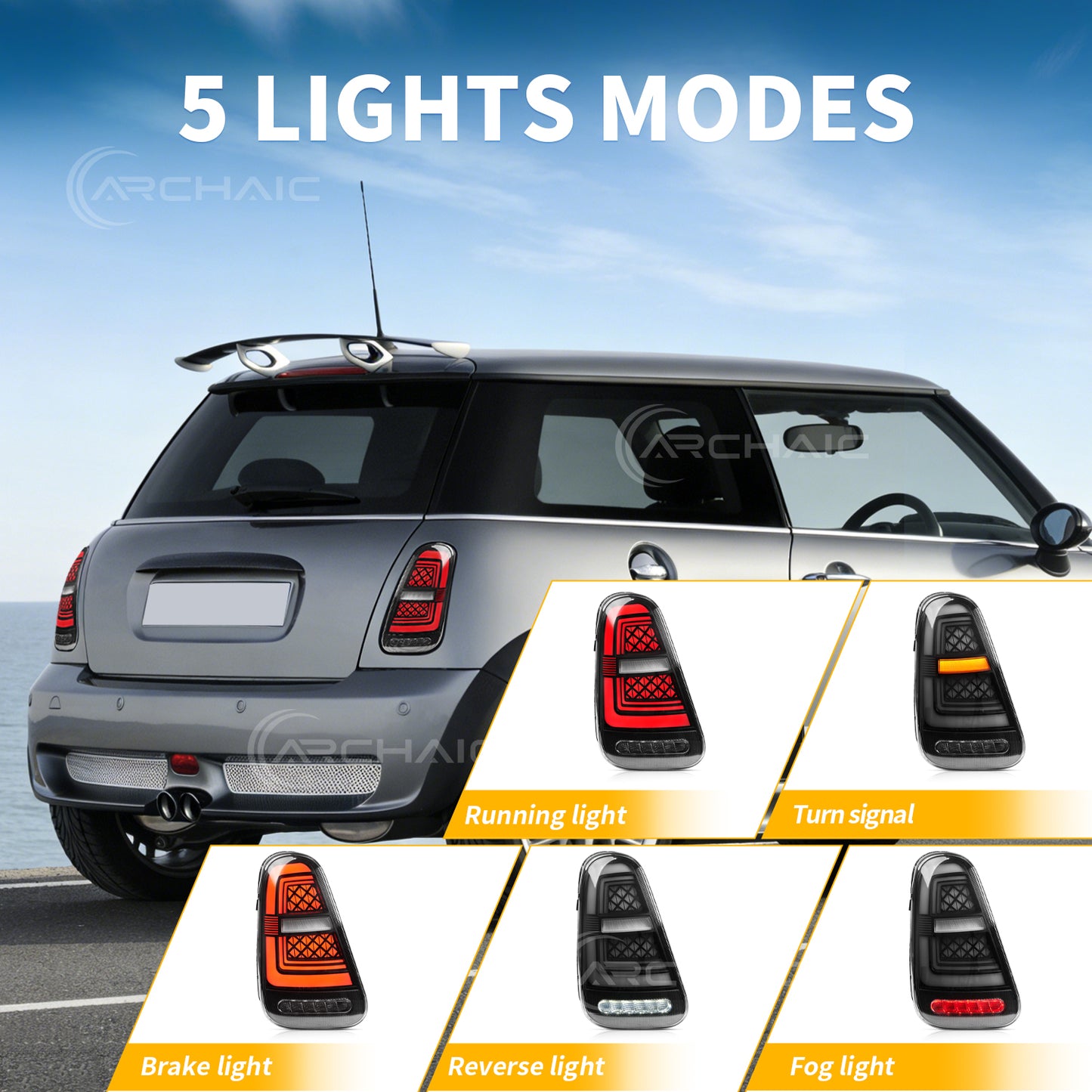 Archaic LED Sequential Tail Lights For 2001-2007 Mini Cooper R50 R52 R53