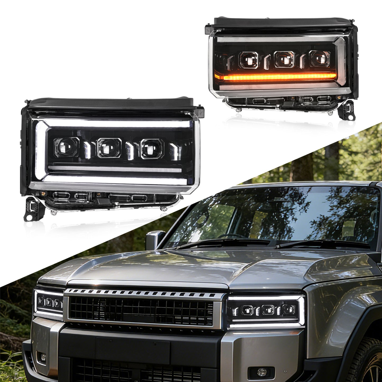 Archaic Flat-Beam RGB Full LED Headlights for Toyota Land Cruiser LC250 2025-up