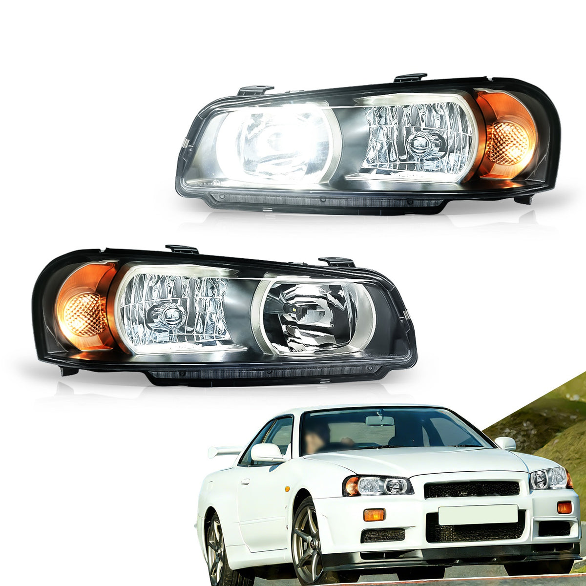 Archaic OE-Style Halogen Headlight Assembly For Nissan Skyline R34 GT-R GTT 1998-2002