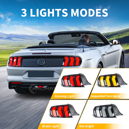 Archaic LED Tail Light For Ford Mustang Shelby GT350 GT500 GT Sequential Euro Rear Lamps