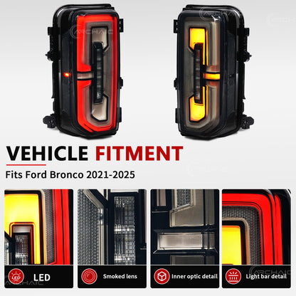Archaic Full LED Tail Lights for Ford Bronco 2021–2026 | Sequential Turn Signals