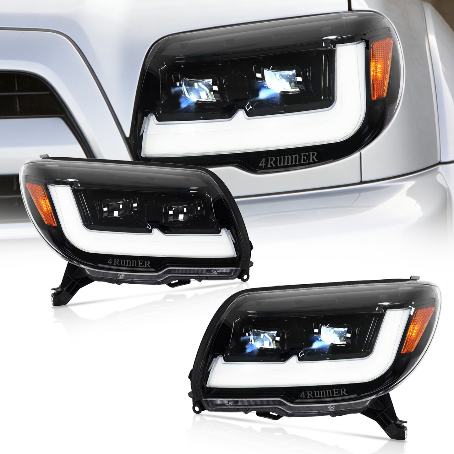 Pair LED Headlights For 2003-2009 Toyota 4Runner,Front Light w/LED Sequential Turn Signal