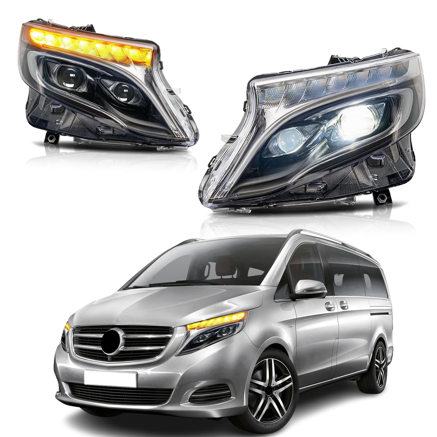 Archaic LED Headlight Assembly For Mercedes-Benz Vito 2016-2020 Sequential Turn Signal