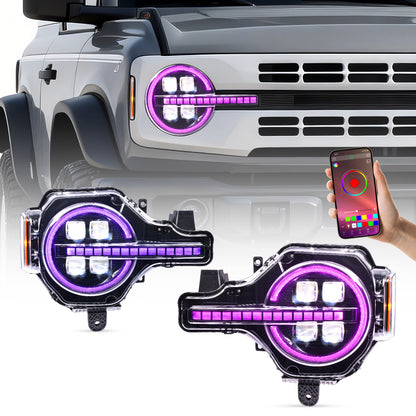 Archaic 4Lens Headlights Ford Bronco 2021-2026, DRL/Projector Lens Custom Light