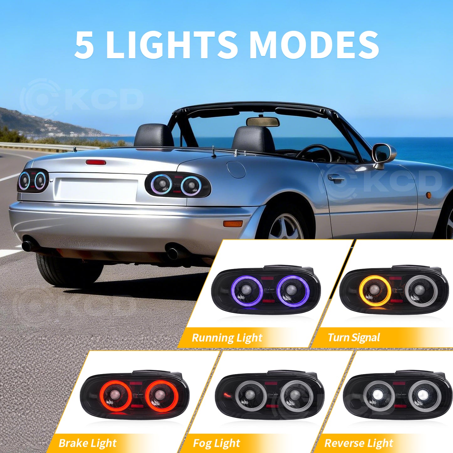 Archaic LED Tail Lights Assembly For Mazda MX-5 Miata NA 1990-1997 RGB Startup Animation