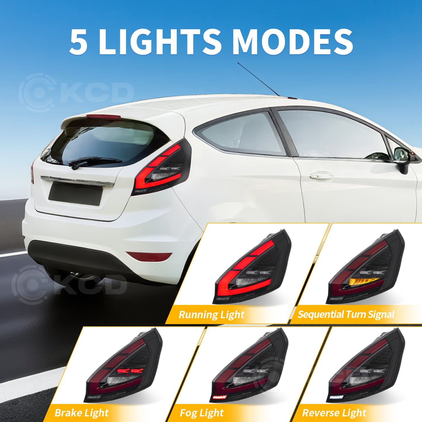 Archaic LED Taillight Assembly For Ford Fiesta Hatchback 2009-2012