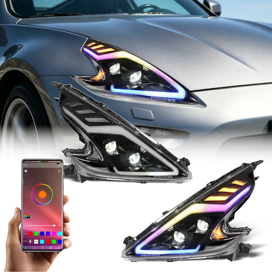 Full LED Headlights Assembly for 2008-2020 Nissan 370Z Fairlady Z34 | Sequential Turn Signal