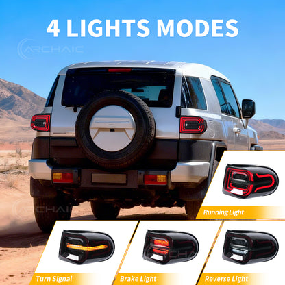 LED Tail Lights for Toyota FJ Cruiser 2007–2014 | Sequential Turn Signal, 3D Ring DRL with Startup Animation (Pair)