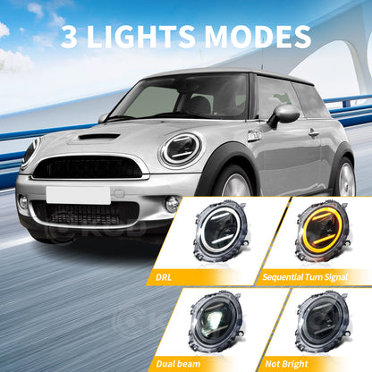 Archaic LED Headlight Assembly For Mini Cooper R55 R56 R57 R58 R59 2007-2015,J01 Style