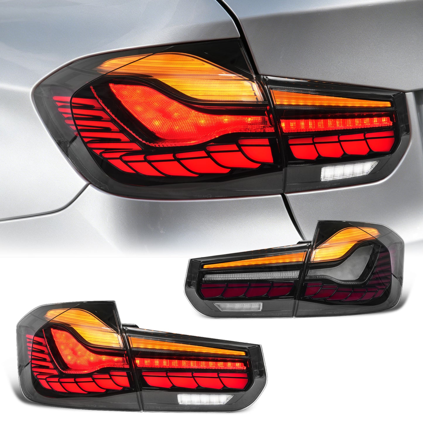 Archaic LED GTS Tail lights for BMW 3 Series F30 F80 M3 2013-2018,with Sequential Turn Signal and Startup Animation