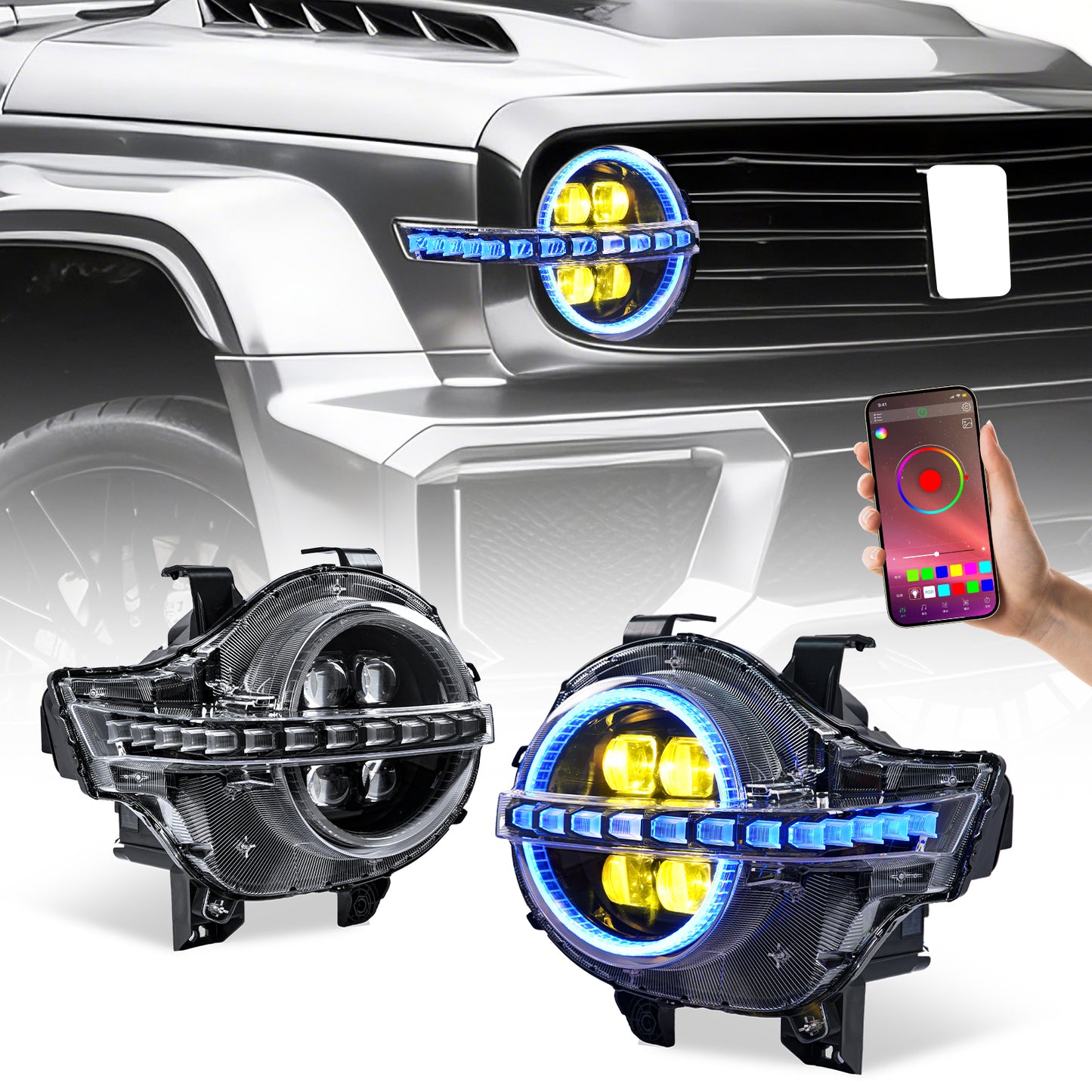 Archaic LED Headlight Assembly For GWM Tank 300 2019-2025 RGB DRL