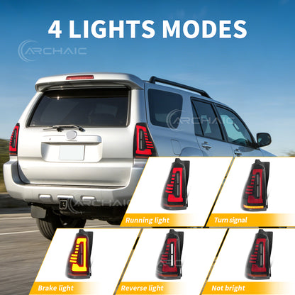 Pair LED Tail Lights For 2003-2009 4th Gen Toyota 4Runner,Rear Lamps with Startup Animation and Sequential Turn Signal
