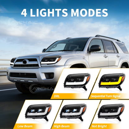 Pair LED Headlights For 2003-2009 Toyota 4Runner,Front Light w/LED Sequential Turn Signal