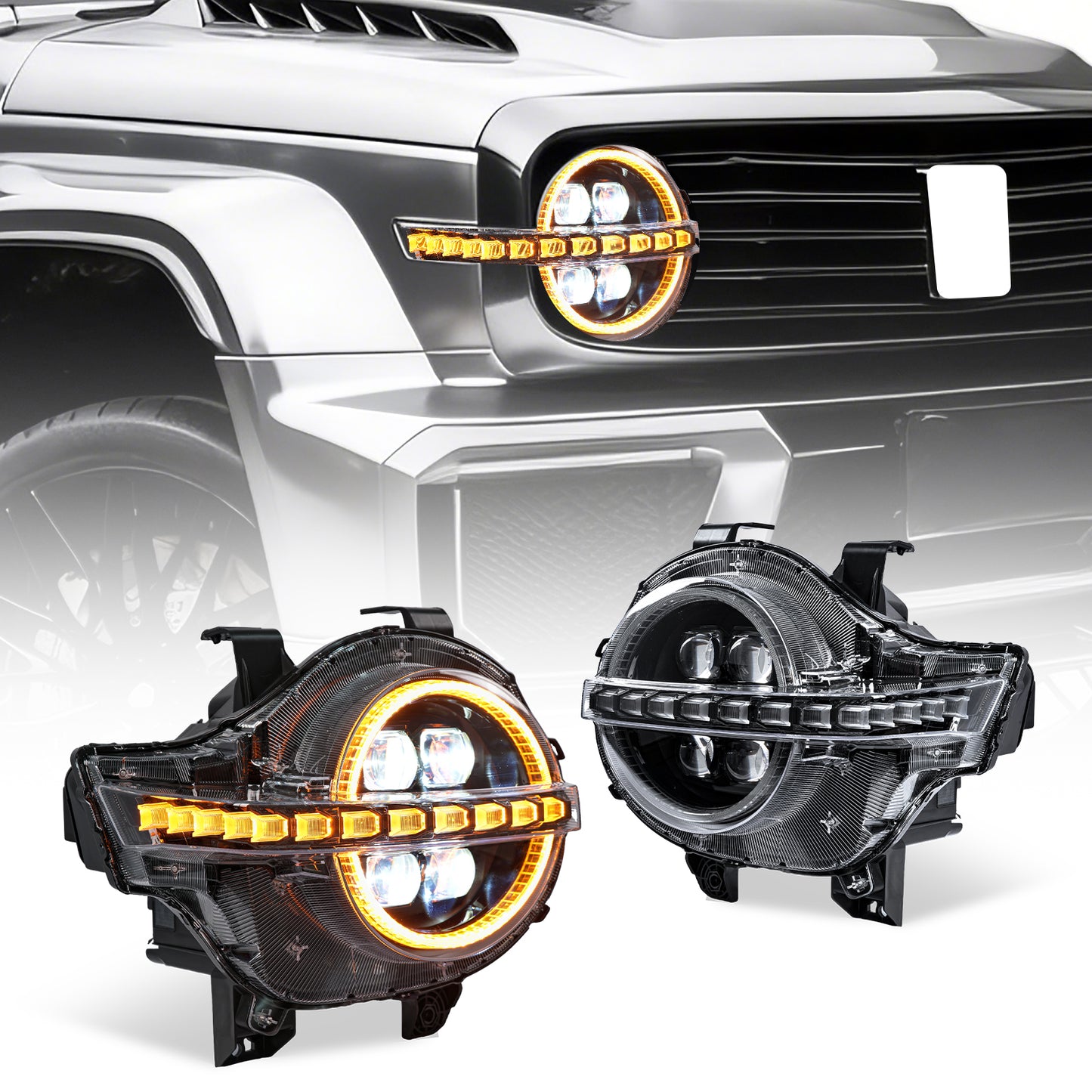 Archaic LED Headlight Assembly For GWM Tank300 2019-2025 White and Yellow DRL