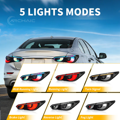 RGB LED Tail Lights for Infiniti Q50 Sedan Skyline V37 2014-2017 | Sequential Turn Signals, Dynamic Startup Animation DRL, Plug-and-Play, Pair
