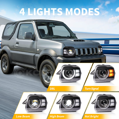 Pair LED Headlights Assembly For 1998-2017 Suzuki Jimny JB23 JB33 JB43