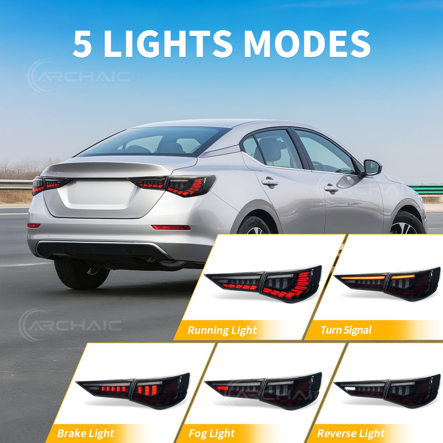 Archaic LED Tail Lights Assembly For Nissan Sentra SV SR SL 2020-2024