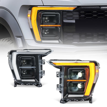 Archaic LED Headlight Assembly For 14th Gen Ford F150 F-150 2021 2022 2023,with White/Amber DRL