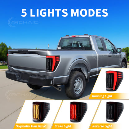 Archaic LED Tail Lights For Ford F-150 F150 XL STX 2021-2023,w Sequential Turn Signal and Startup Animation