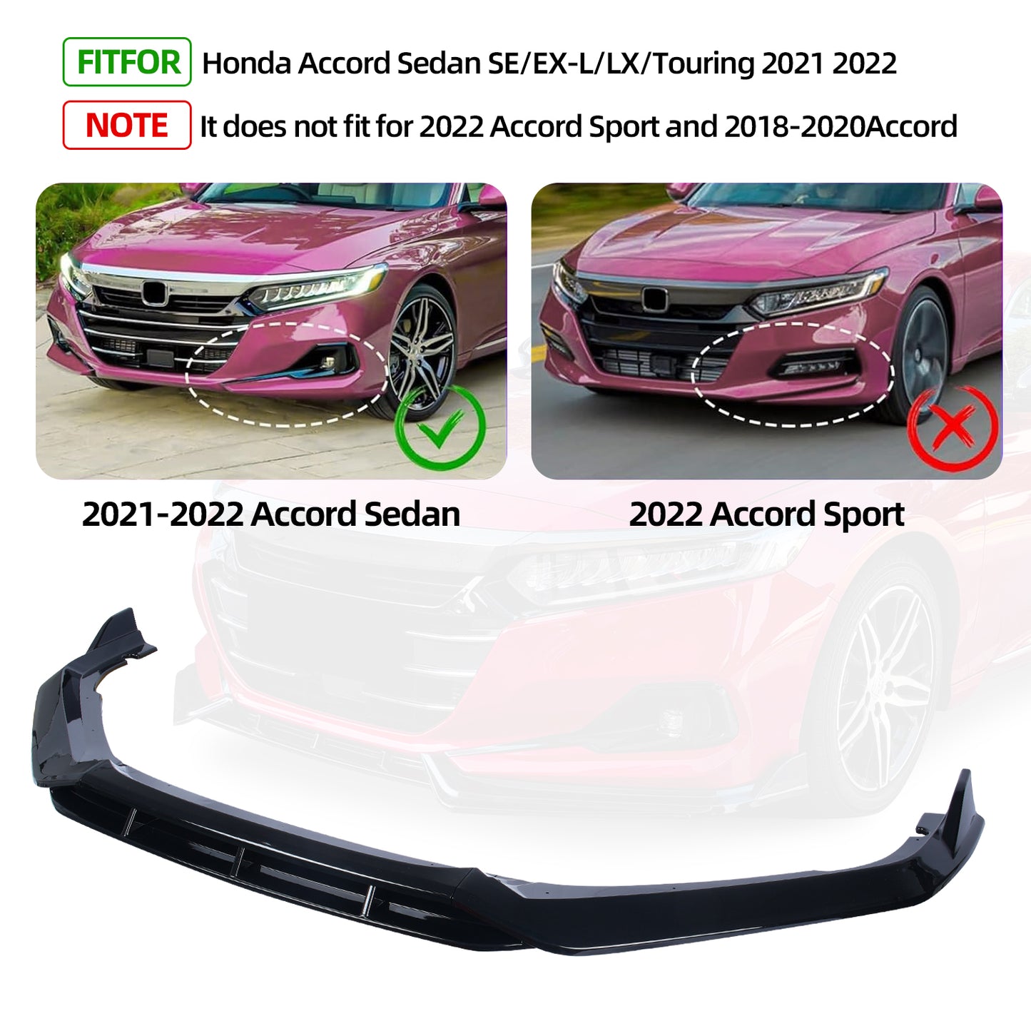 Archaic Front Bumper Lower Lip For 10.5 Gen Honda Accord 2022