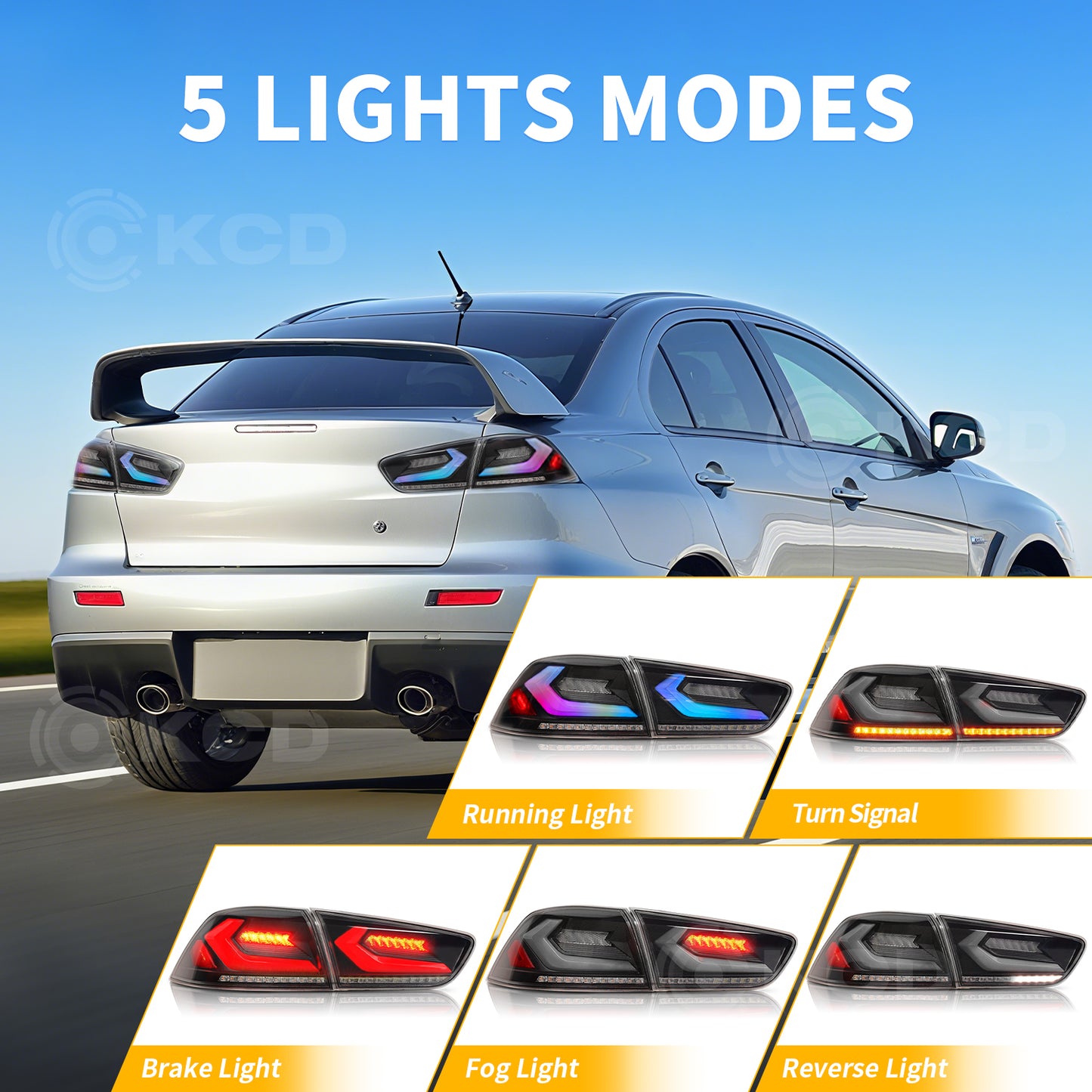 LED RGB Tail Lights for Mitsubishi Lancer & EVO X 2008-2020,Corvette Style Design
