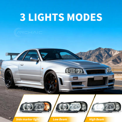 Archaic LED Headlight Assembly For Nissan Skyline R34 GT-R GTT BNR34 ER34 ENR34 HR34 1998-2002