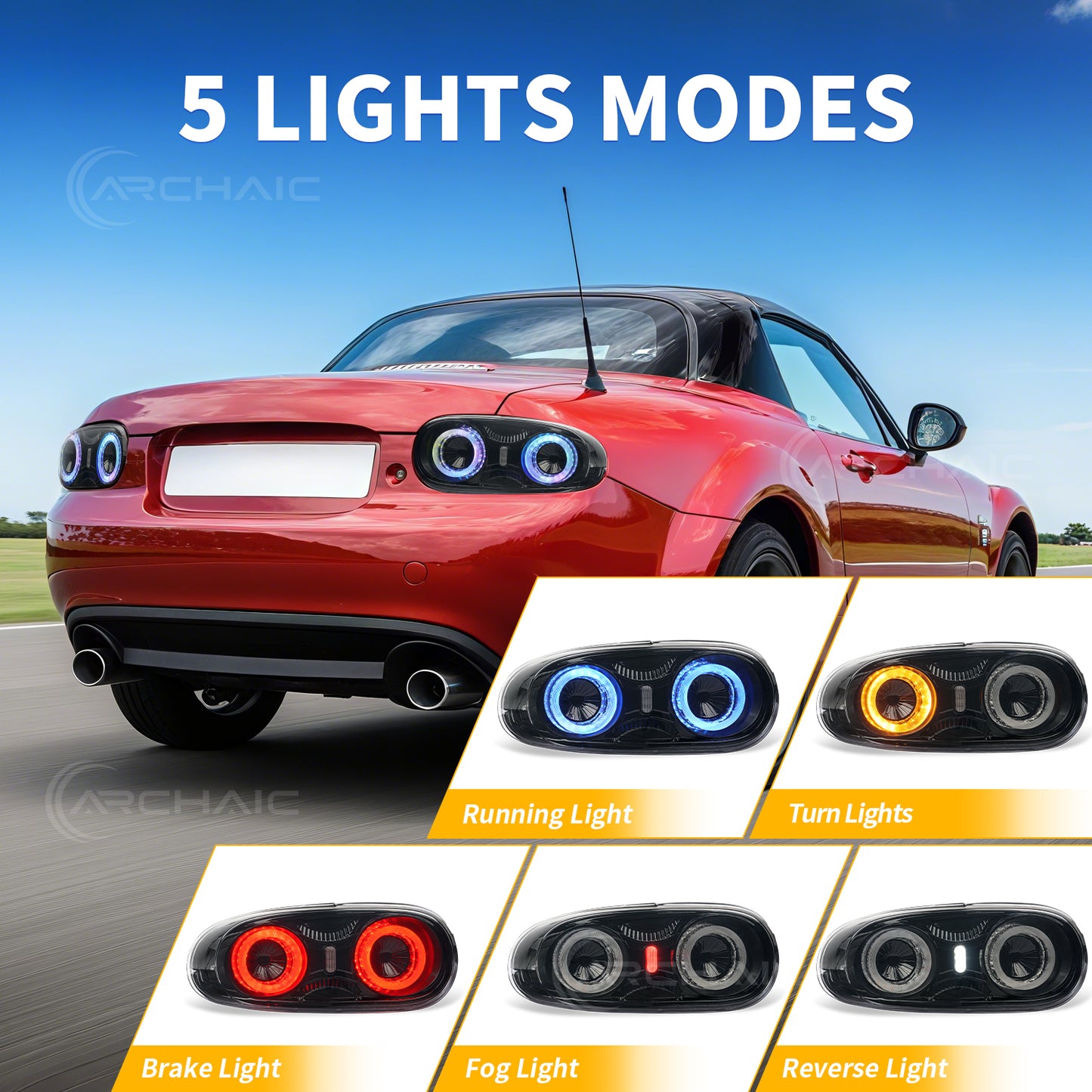 Archaic LED Tail Lights Assembly For Mazda Miata MX-5 NC Mazda Roadster 2005-2015 RGB Running Light