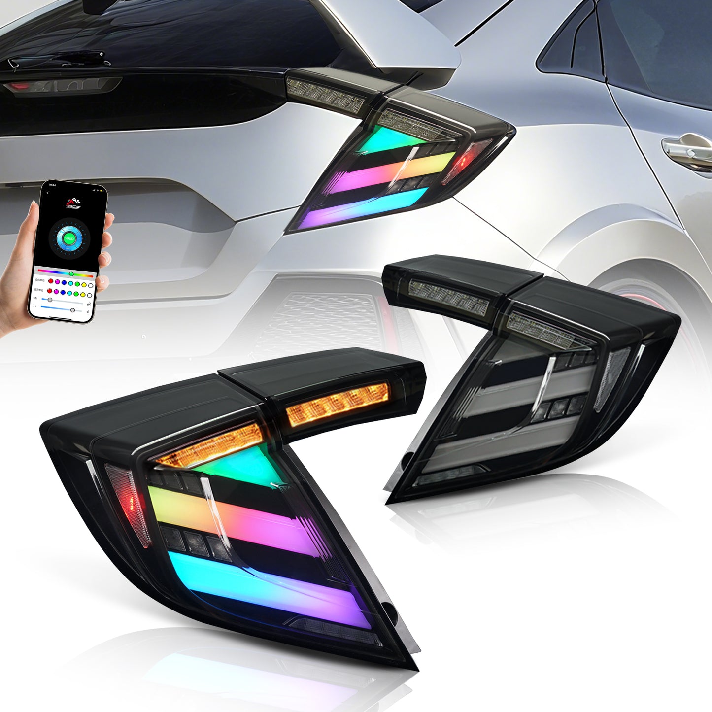 Archaic LED Tail Lights For 10th Gen Honda Civic 2016-2021  RGB Startup Animation
