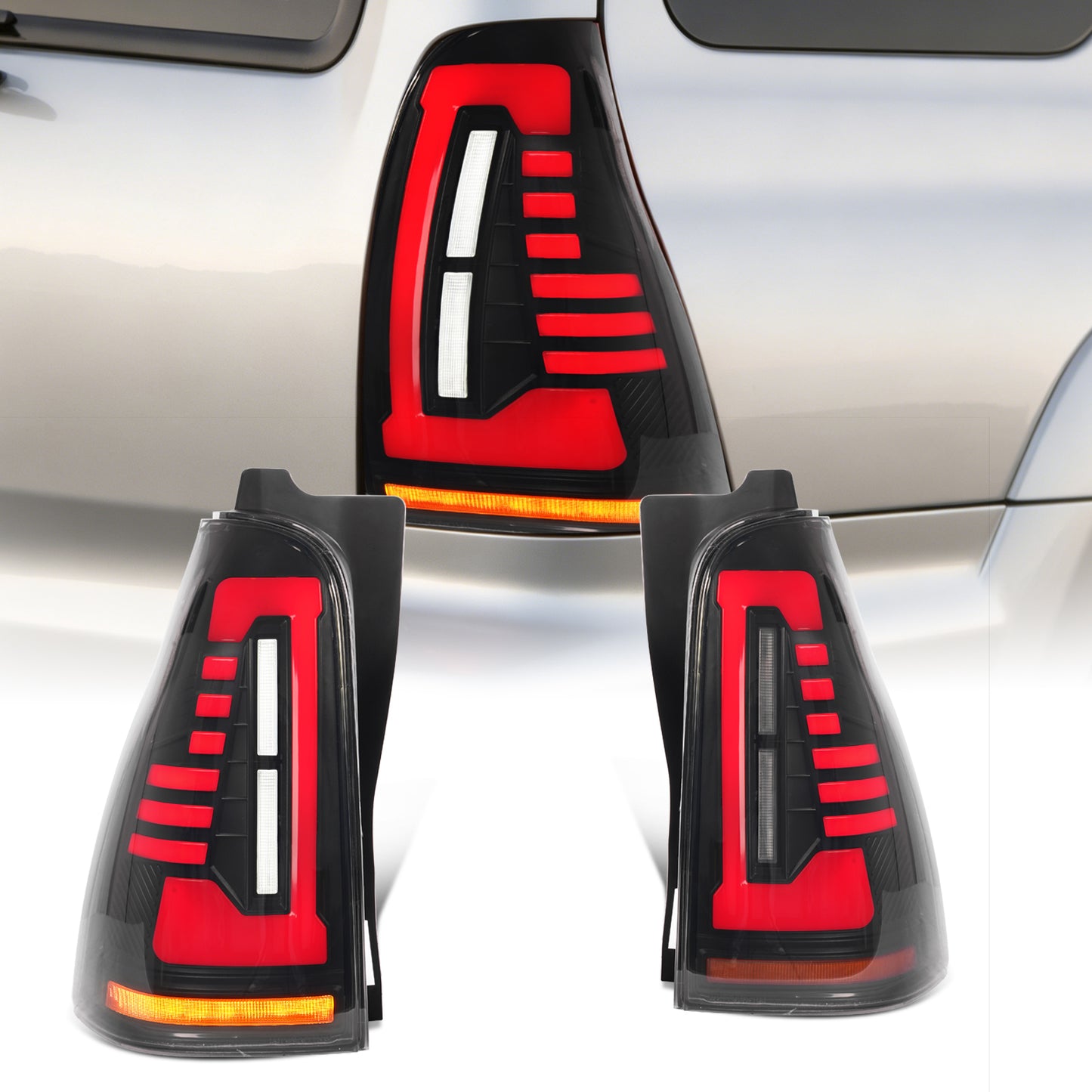 Pair LED Tail Lights For 2003-2009 4th Gen Toyota 4Runner,Rear Lamps with Startup Animation and Sequential Turn Signal