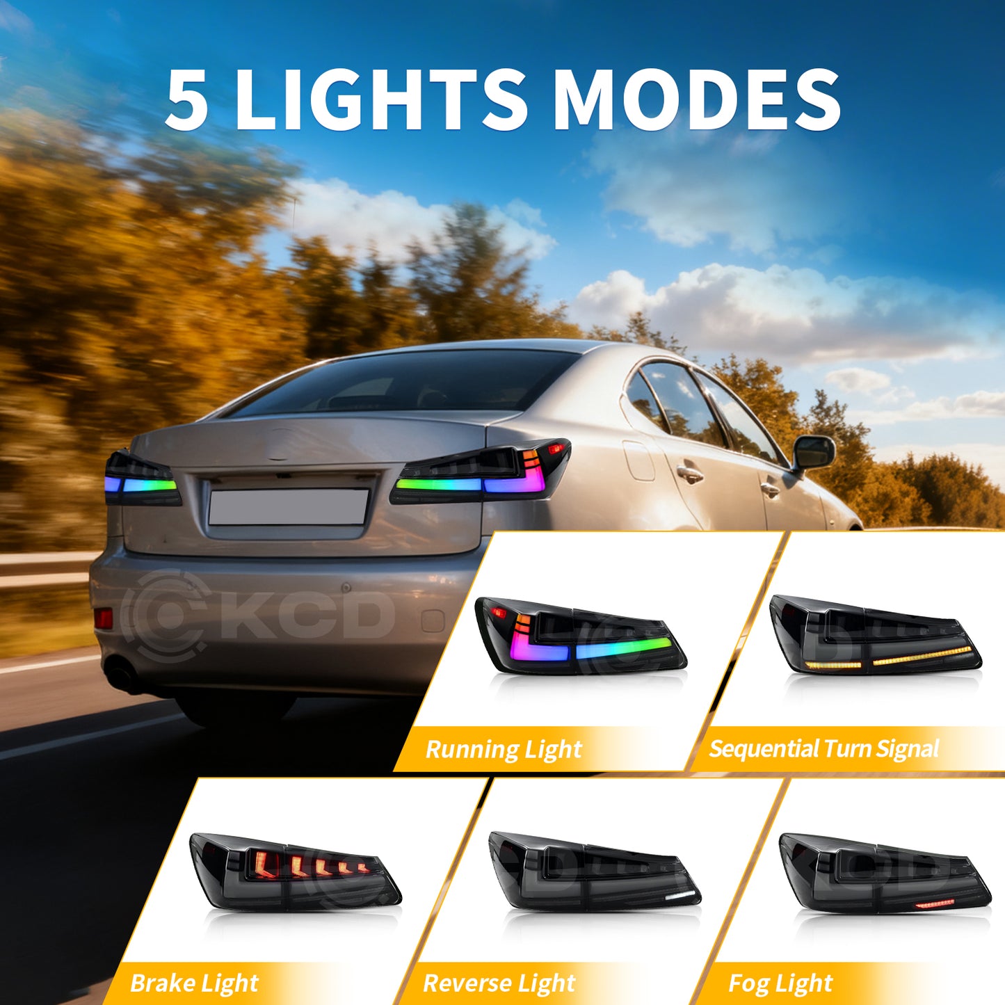 Archaic LED Taillight Assembly For Lexus Is250 2006-2012 RGB Startup Animation