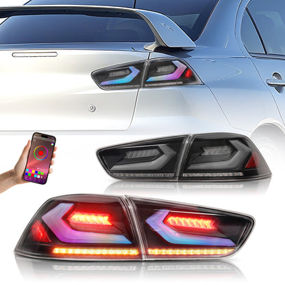 LED RGB Tail Lights for Mitsubishi Lancer & EVO X 2008-2020,Corvette Style Design