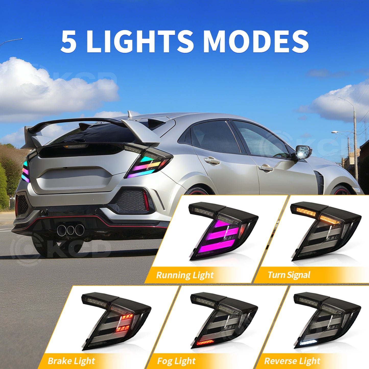 Archaic LED Tail Lights For 10th Gen Honda Civic 2016-2021  RGB Startup Animation