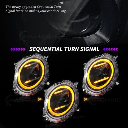 Archaic LED Headlight Assembly For Mini Cooper F56 F55 F57 2014-2024 Clubman F54