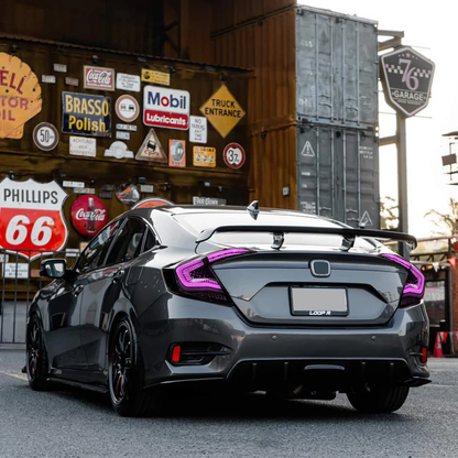 Archaic RGB Tail Lights Assembly For 2016-2021 Honda Civic Sedan 4-Door | Smoked Lens Style Sequential Turn Signals & Dynamic DRL