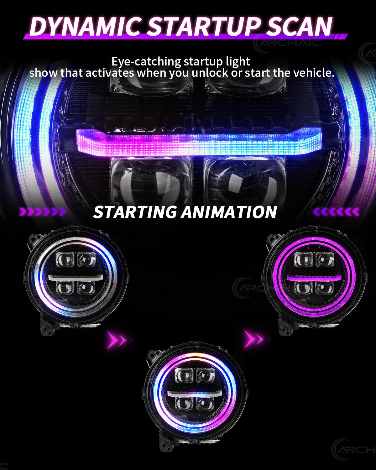 Archaic Quad-Projector LED Headlights for Jeep Wrangler JL & Gladiator JT
