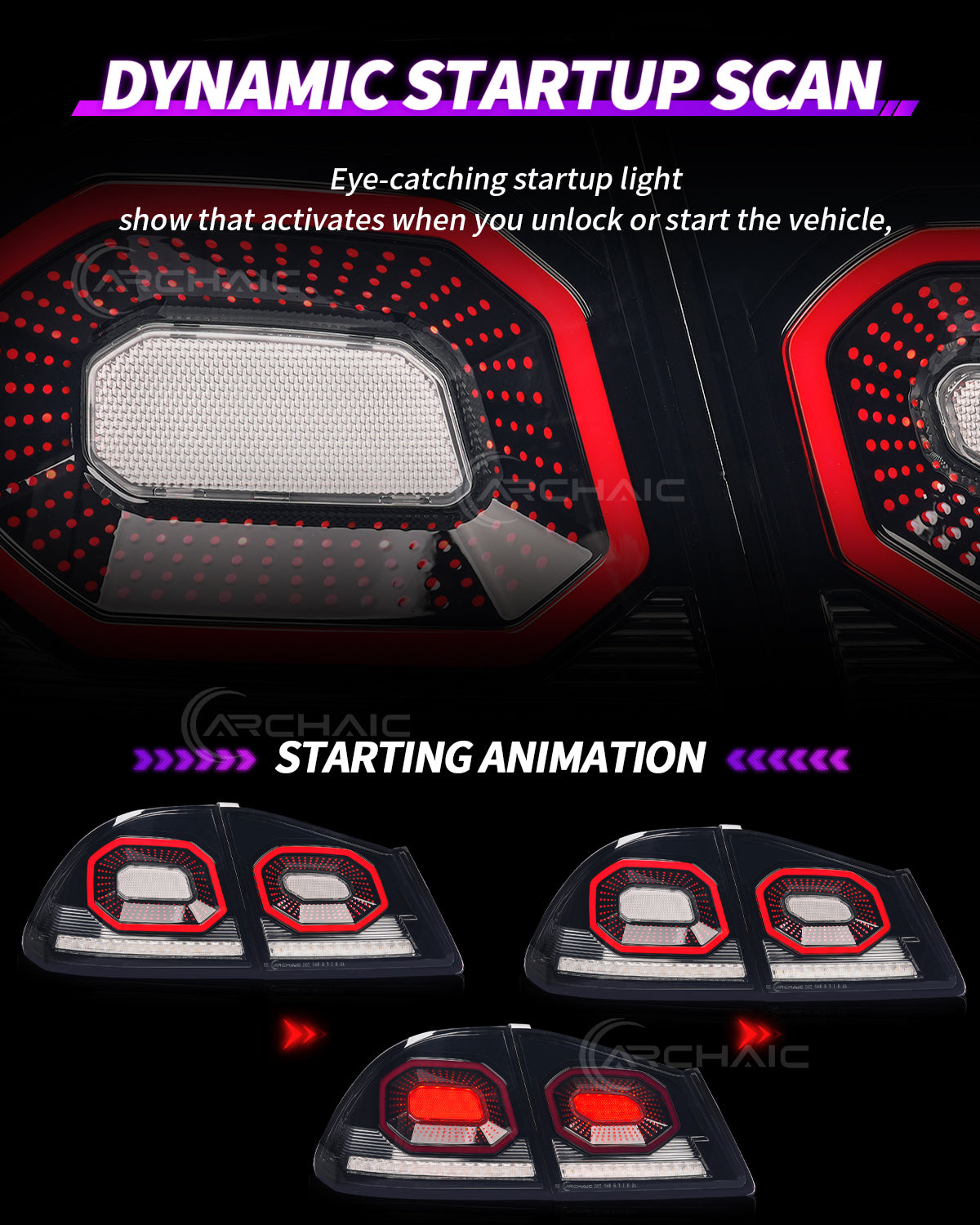 Archaic Diamond LED Tail Lights for Honda Civic FD2 2007–2010