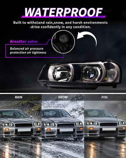 Archaic Projector LED Headlights | Nissan Skyline R34 1998–2002