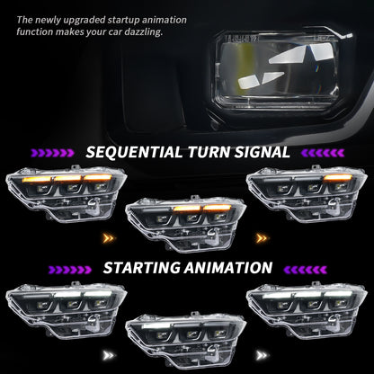 Archaic Pair Headlights for 2024-2026 Ford Mustang S550,Update LED Headlamps w/Black Inner