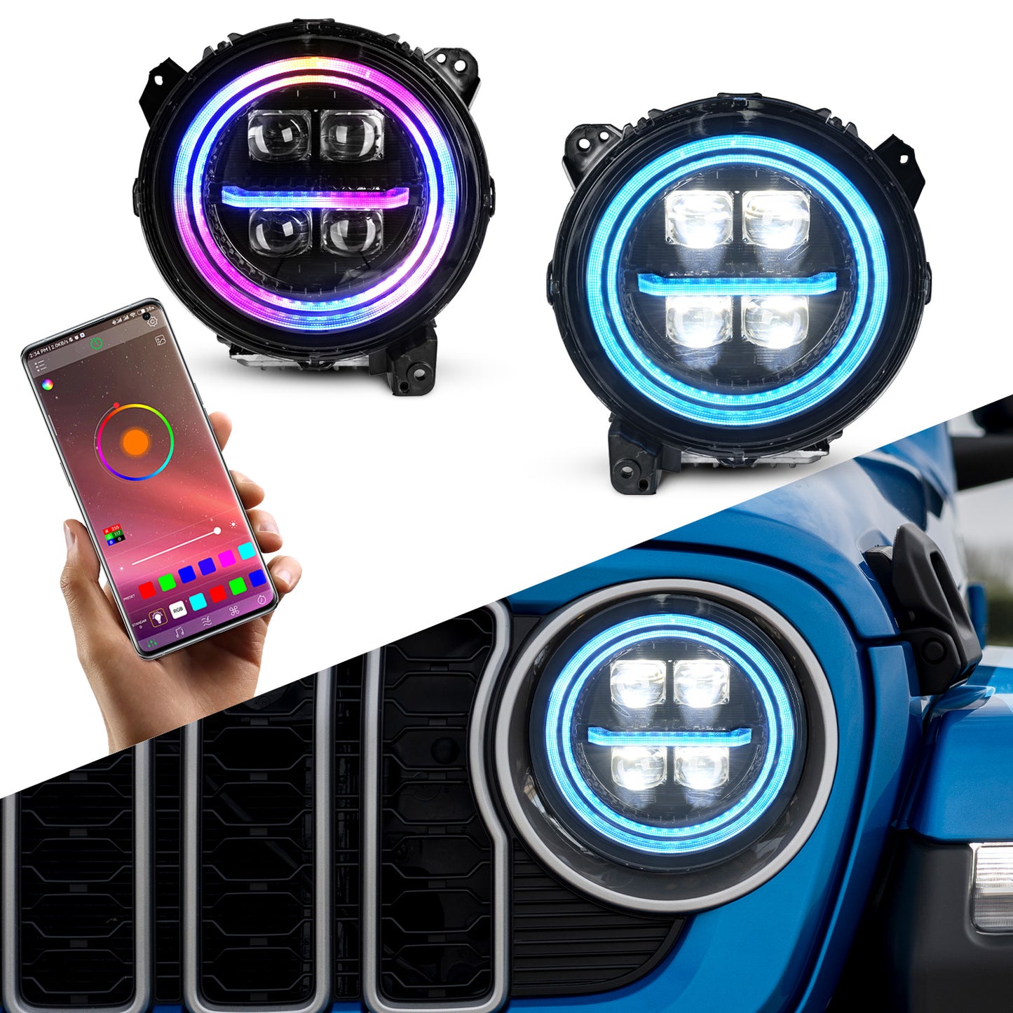 Projector LED Headlights for 2018–2026 Jeep Wrangler JL JLU & 2020–2026 Gladiator JT