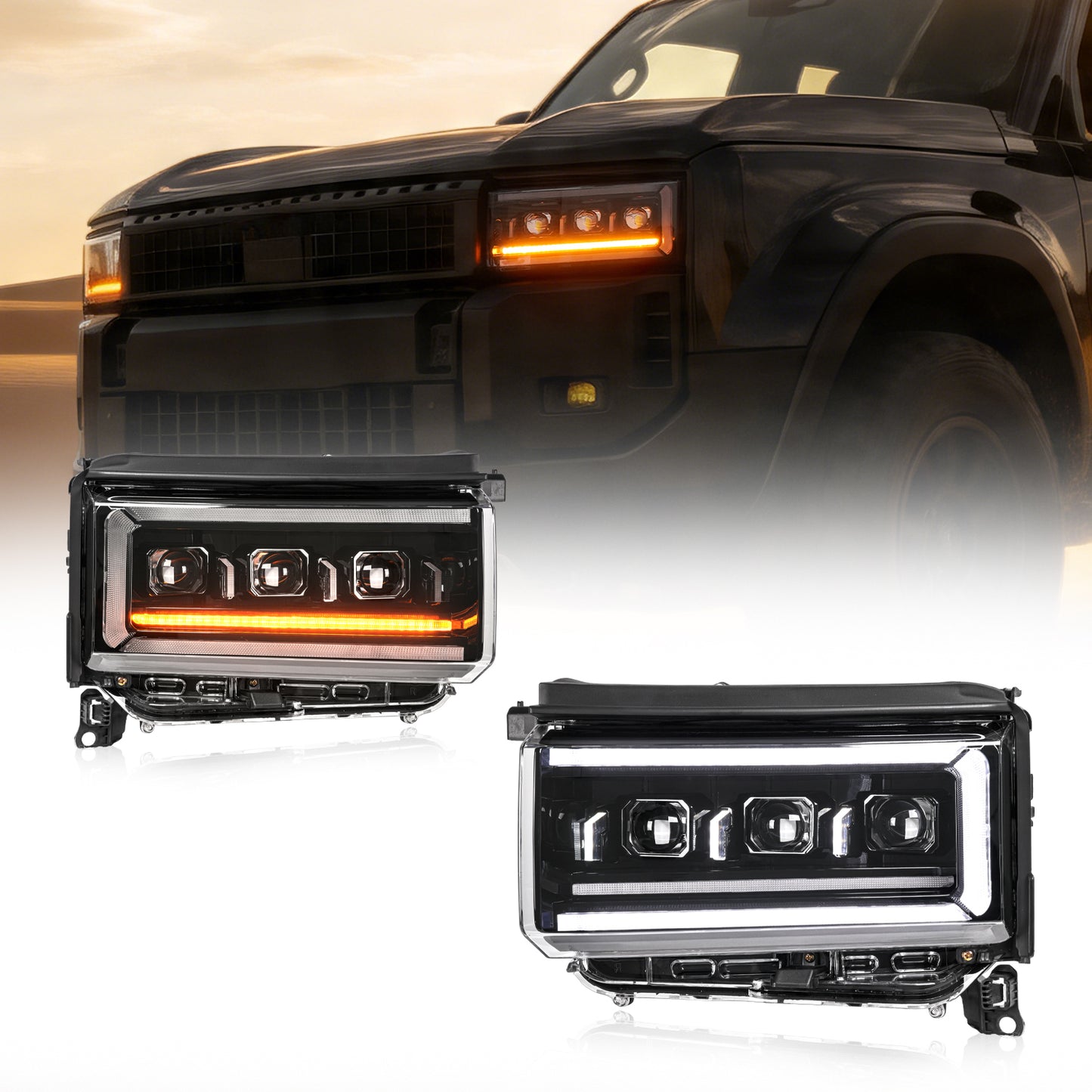 Archaic Flat-Beam RGB Full LED Headlights for Toyota Land Cruiser LC250 2025-up