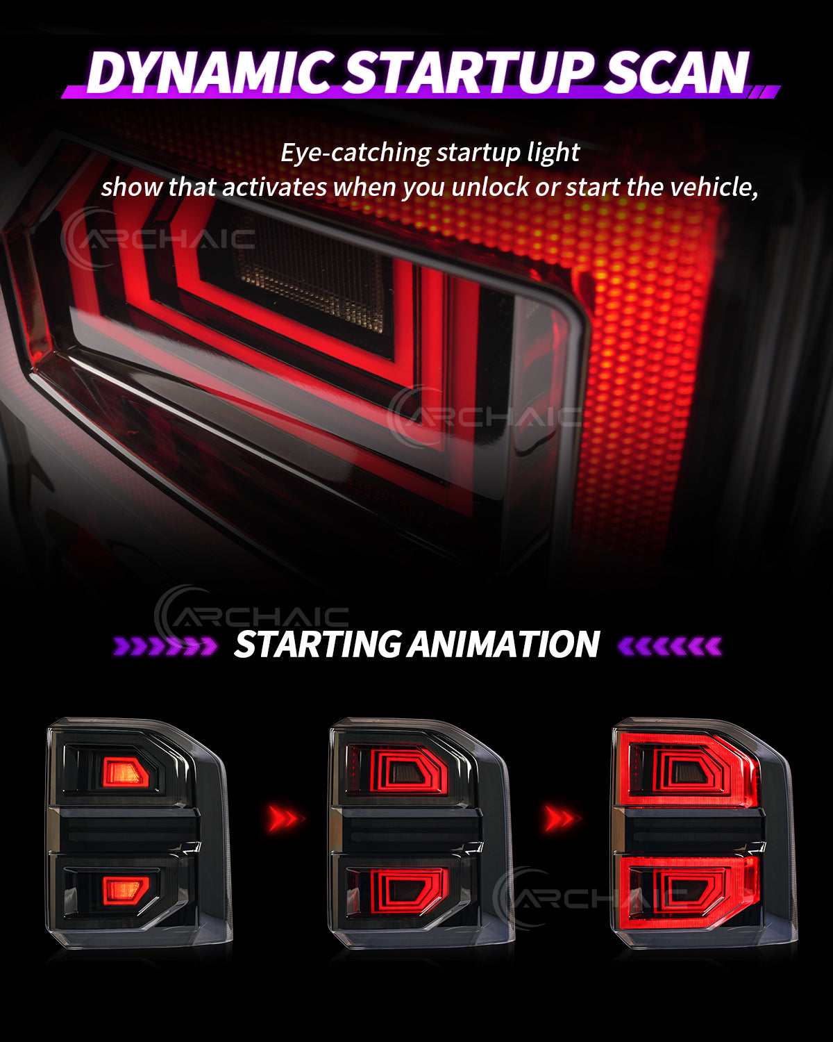 Archaic Smoked LED Tail Lights for Toyota Land Cruiser Prado LC250 2025–Up