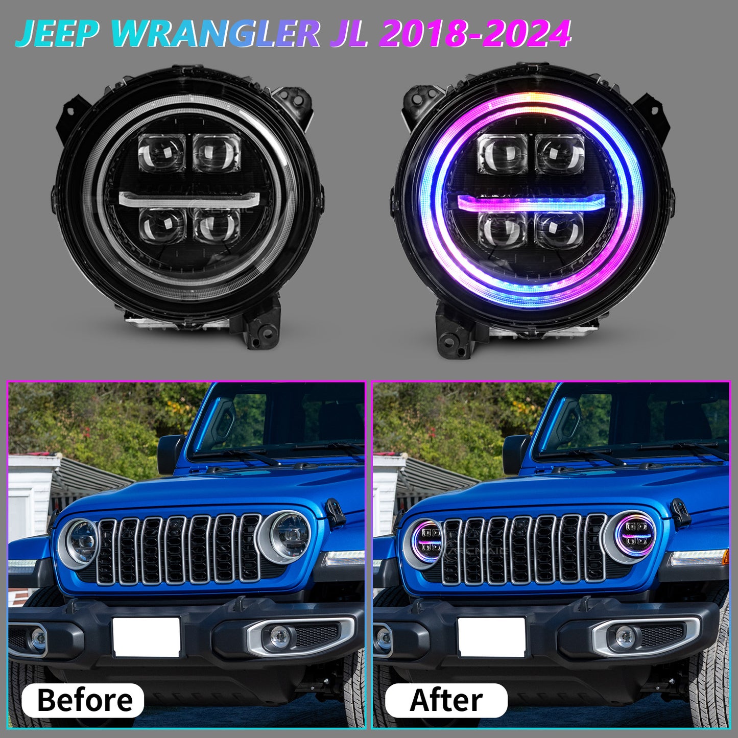 Projector LED Headlights for 2018–2026 Jeep Wrangler JL JLU & 2020–2026 Gladiator JT