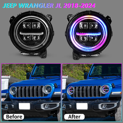 Projector LED Headlights for 2018–2026 Jeep Wrangler JL JLU & 2020–2026 Gladiator JT