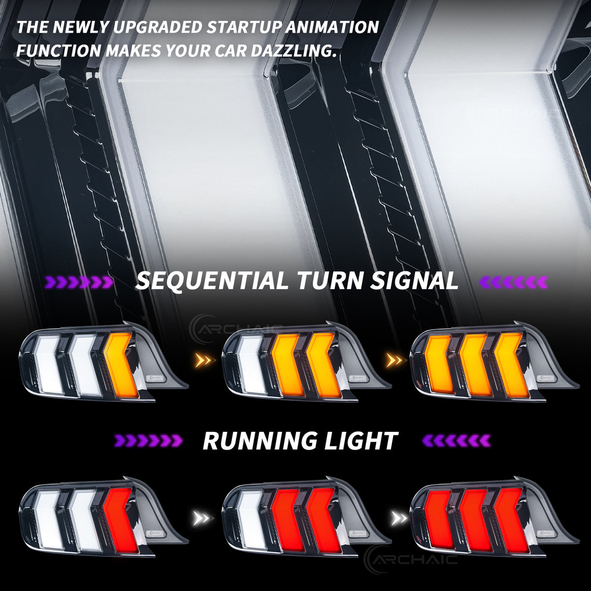 LED-Rückleuchteneinheit für Ford Mustang GT350 GT500 2015-2023 RGB-Tagfahrlicht-Startanimation