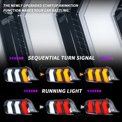 LED-Rückleuchteneinheit für Ford Mustang GT350 GT500 2015-2023 RGB-Tagfahrlicht-Startanimation