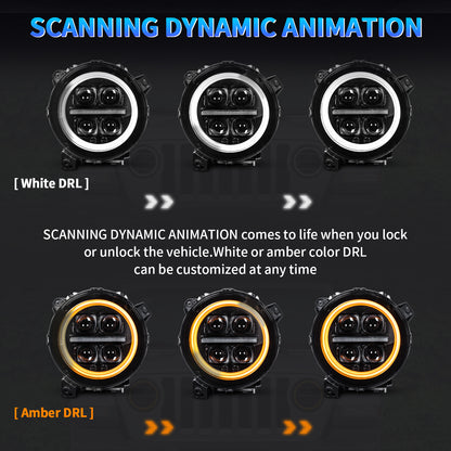 Archaic LED Headlight Assembly For Jeep Wrangler JL JK 2018-2024